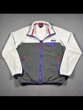 Patagonia Synchilla Full Zip Jacket Womens S Snap T Grey White Purple Red 25485